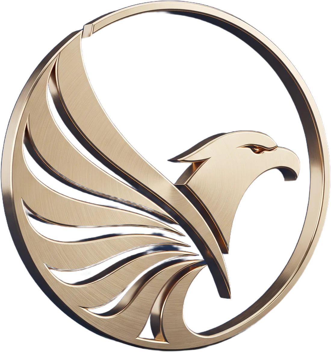 Das Golden-Eagle-Signet als Objekt aus gebürstetem Champagnergold